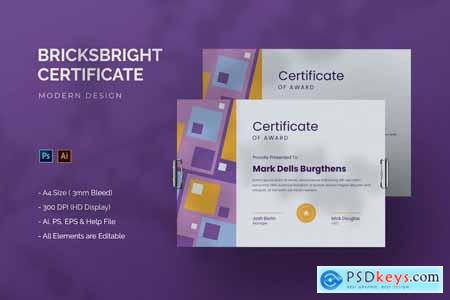 Bricksbright - Certificate Template