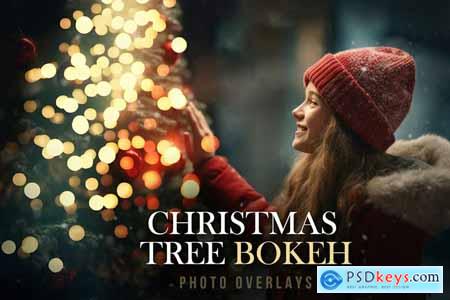 50 Christmas tree bokeh light PNG and JPG overlays