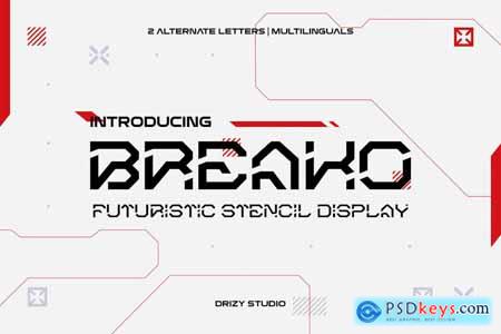 Breako - Futuristic Stencil Font