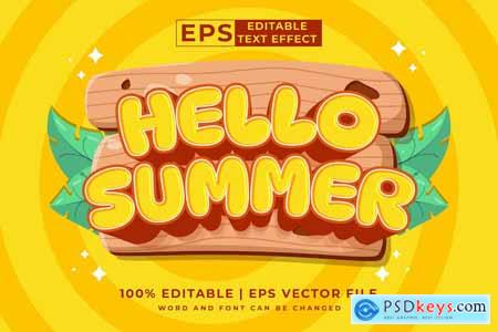 Hello Summer 3d Vector Editable Text Effect