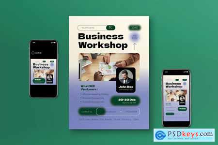 Blue Gradient Business Workshop Flyer Set