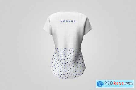 Woman T-Shirt Mockup with Editable Background
