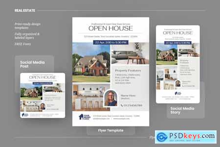 Real Estate Open House Flyer & Social Media Kit
