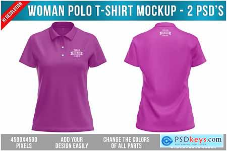 Woman Polo T-Shirt Mockup - 2 PSD'S