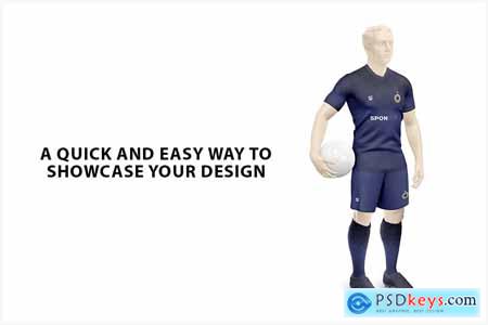 Men’s Full Soccer Kit with Ball V-Neck Mockup