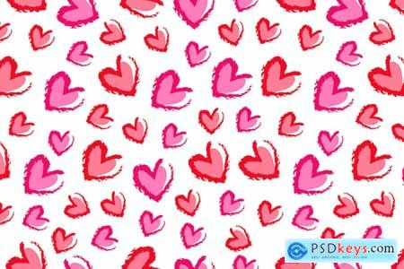 Romantic seamless pattern with cute pink hearts