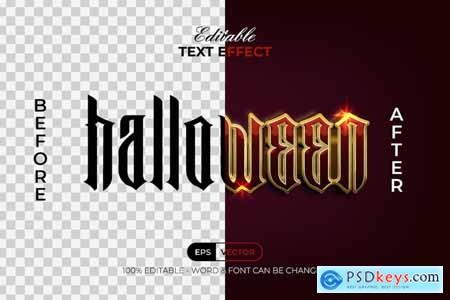 Halloween Text Effect Red Gold Style