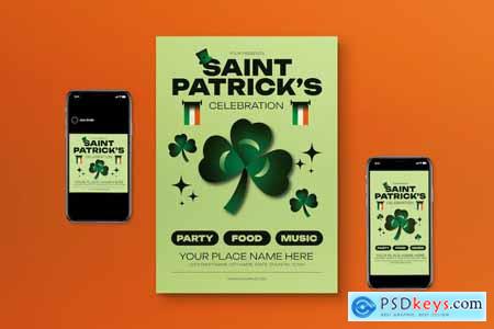 Green Gradient Saint Patrick's Day Flyer Set