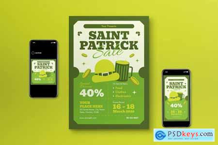 Green Modern Saint Patrick Sale Flyer Set