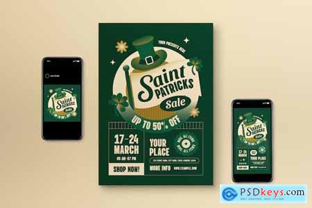 Green Flat Design Saint Patrick Sale Flyer Set