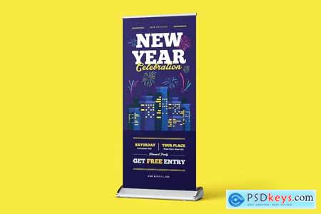 New Year Celebration Roll Up Banner