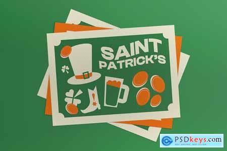 Green Flat Design Saint Patrick Day Greeting Card