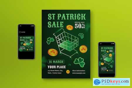 Green 3D Saint Patrick Sale Flyer Set