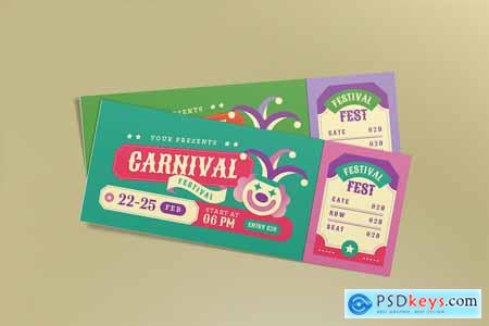 Green Playful Flat Design Carnival Ticket