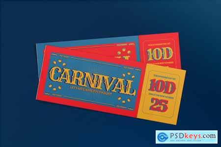 Red and Blue Retro Carnival Ticket