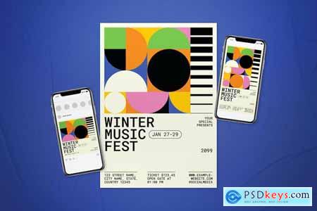 Geometric Winter Season Music Festival Flyer Set