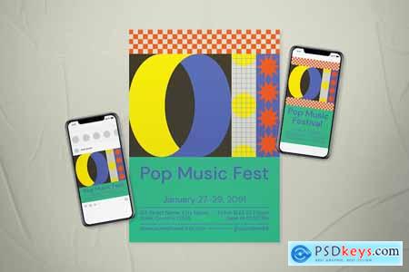 Geo Minimalism Pop Music Festival Event Flyer Set