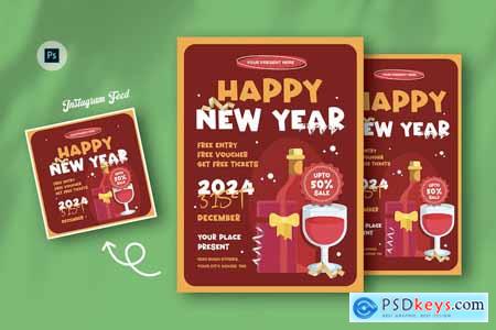 Store New Year Day Flyer Template