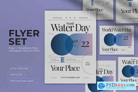 White Utilitarian World Water Day Flyer Set