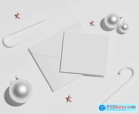 Envelope with Christmas Decorations Mockup