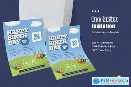 Bee Spring Birthday Invitation