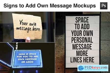 Signs to Add Own Message Mockups