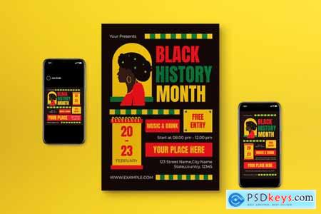 Black Hand Drawn Black History Month Flyer Set