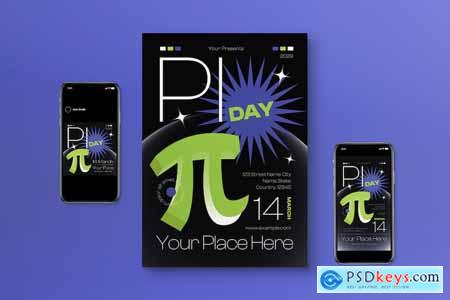 Black Modern Pi Day Flyer Set