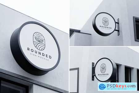 Round Wall Mounted Sign Mockups