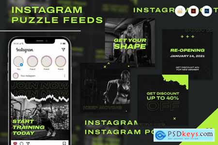 Neon Green Fitness & Gym Puzzle Instagram Post