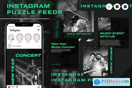 Neon Green Elegant Music Puzzle Instagram Post