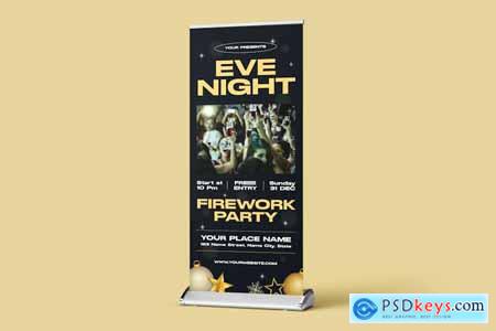 Eve Night Firework Party Roll Up Banner