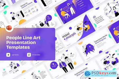 People Line Art PowerPoint Template