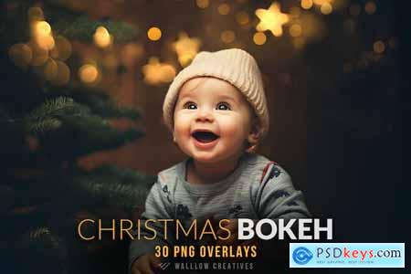 Christmas bokeh light overlay, star bokeh overlays