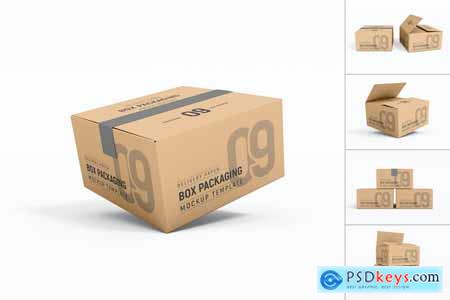 Cardboard Delivery Box Packaging Mockup Set