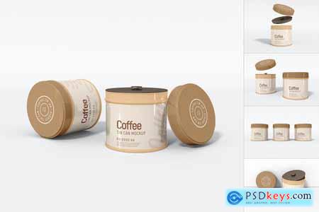 Coffee Tin Can Packaging Mockup Set