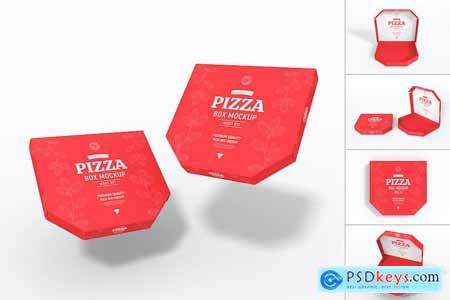 Cardboard Pizza Box Packaging Mockup Set