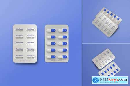 Pills Blister Packaging Mockup Set