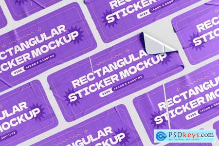 Crumpled Rectangular Sticker Mockup