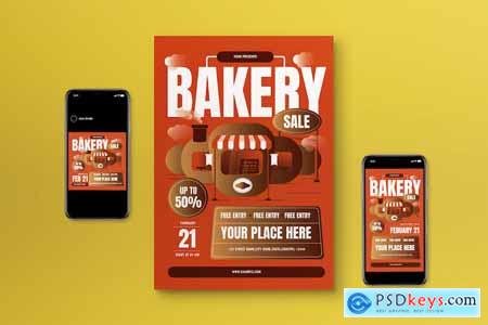 Brown Gradient Bakery Sale Flyer Set