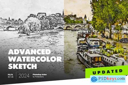 Advanced Watercolor Sketch Photoshop Action