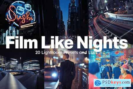 20 Film Like Nights Lightroom Presets and LUTs