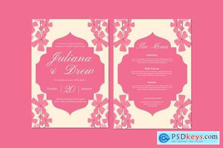 Pink Flowers Wedding Invitation