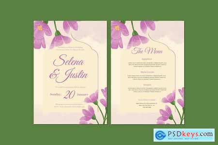 Purple Flowers Wedding Invitation