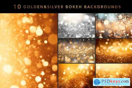10 Golden Silver Bokeh Effect Backgrounds