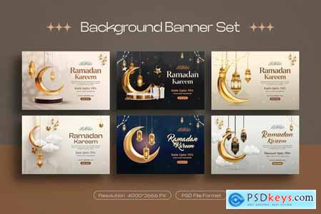 Ramadan Kareem Sale Banner Design Template Set