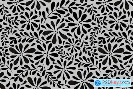 Monochrome Liquid Flower Seamless Pattern