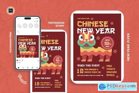 Dance Chinese New Year Day Flyer Design Template