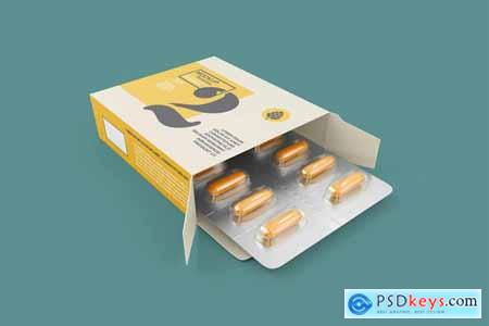 Paper Box with Pills Mockup