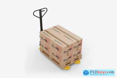 Hand Pallet Truck with Boxes Mockup